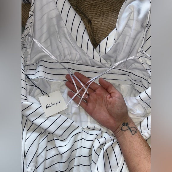 *NWT!* Revamped S white with black stripes mini dress - Picture 12 of 16